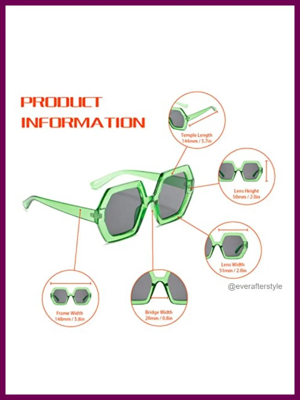 Oversized Retro Sunglasses Women Hexagonal Square 70s UV400